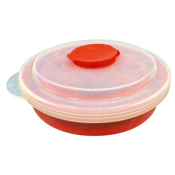 Pampered Chef Other - 🍲 Pampered Chef PC Red Microwave Bowl w/ Clear Lid Meal Prep Container